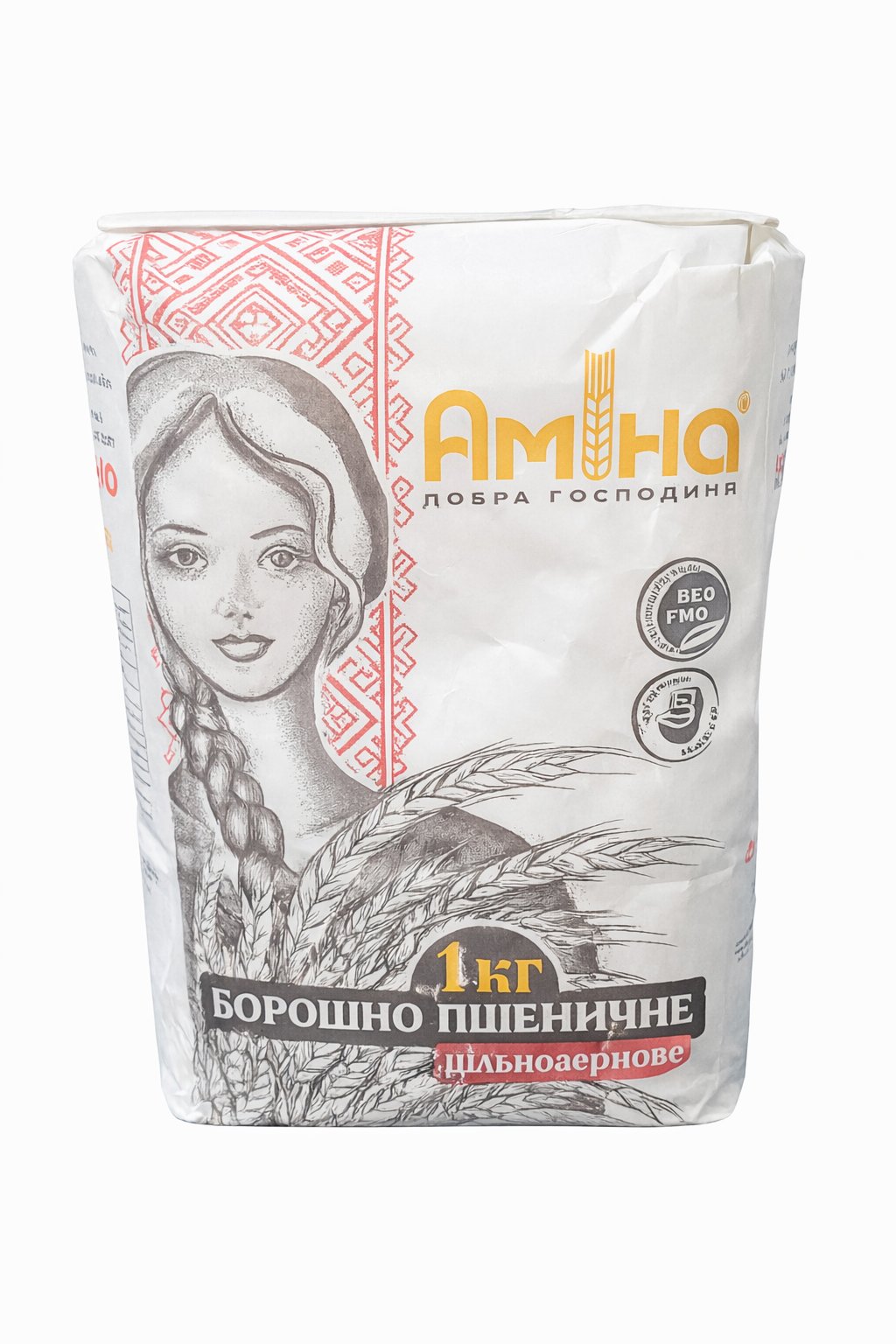 Борошно пшеничне Аміна цільнозернове, 1 кг